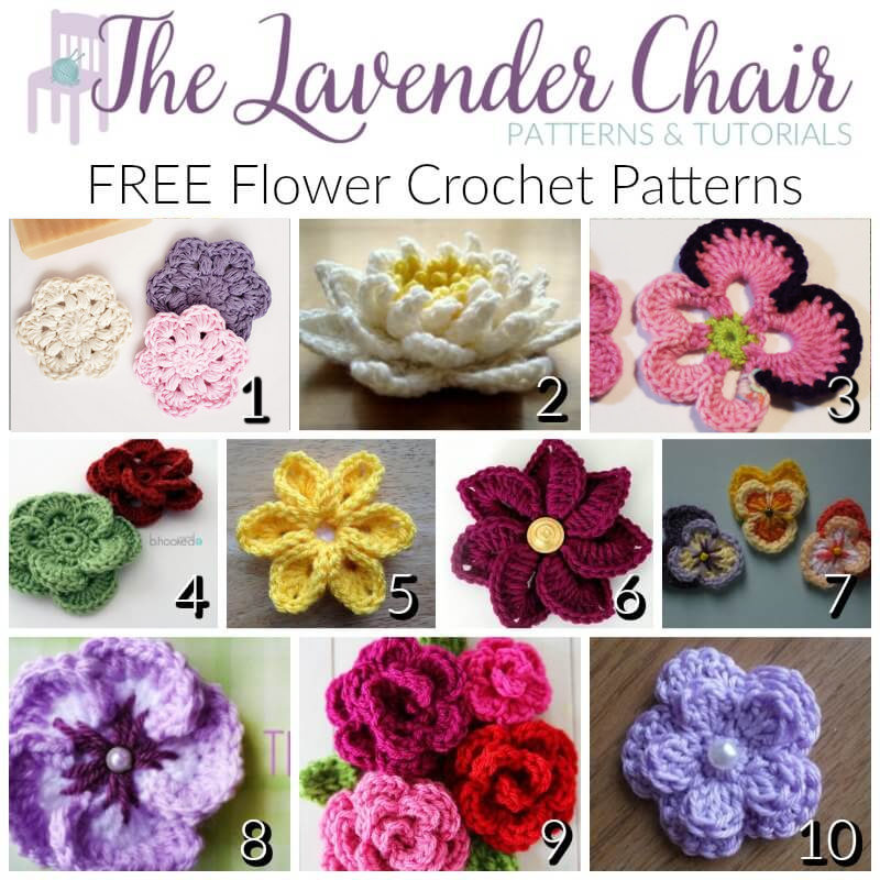 FREE Flower Crochet Patterns - The Lavender Chair