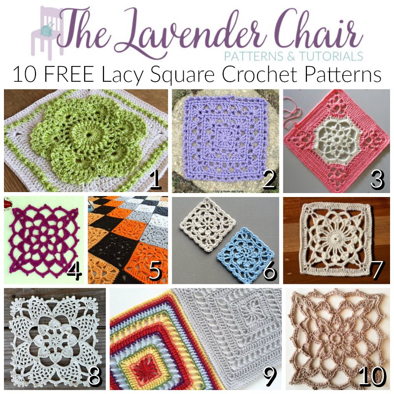 10 FREE Lacy Crochet Square Patterns - The Lavender Chair